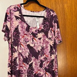 NEW Soma Women's Purple and Pink Bird Print sleepshirt